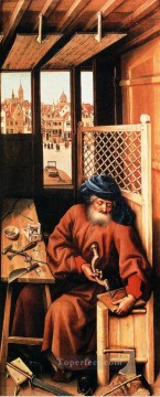 Robert Campin Painting - St Joseph Portrayed As A Medieval Carpenter Robert Campin